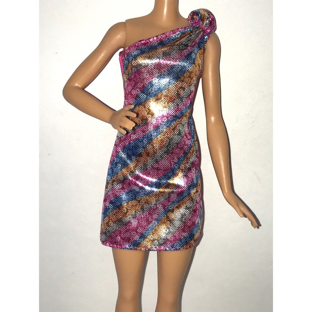 Barbie Doll Clothing Big City Dreams Shiny Colorful One Shoulder Dress